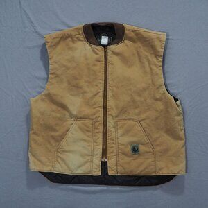 Vintage Berne Vest Men 3XL Brown Canvas Quilted USA Workwear Sun Fading Distress